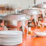 Selective focus point on catering buffet food in luxury hotel resort